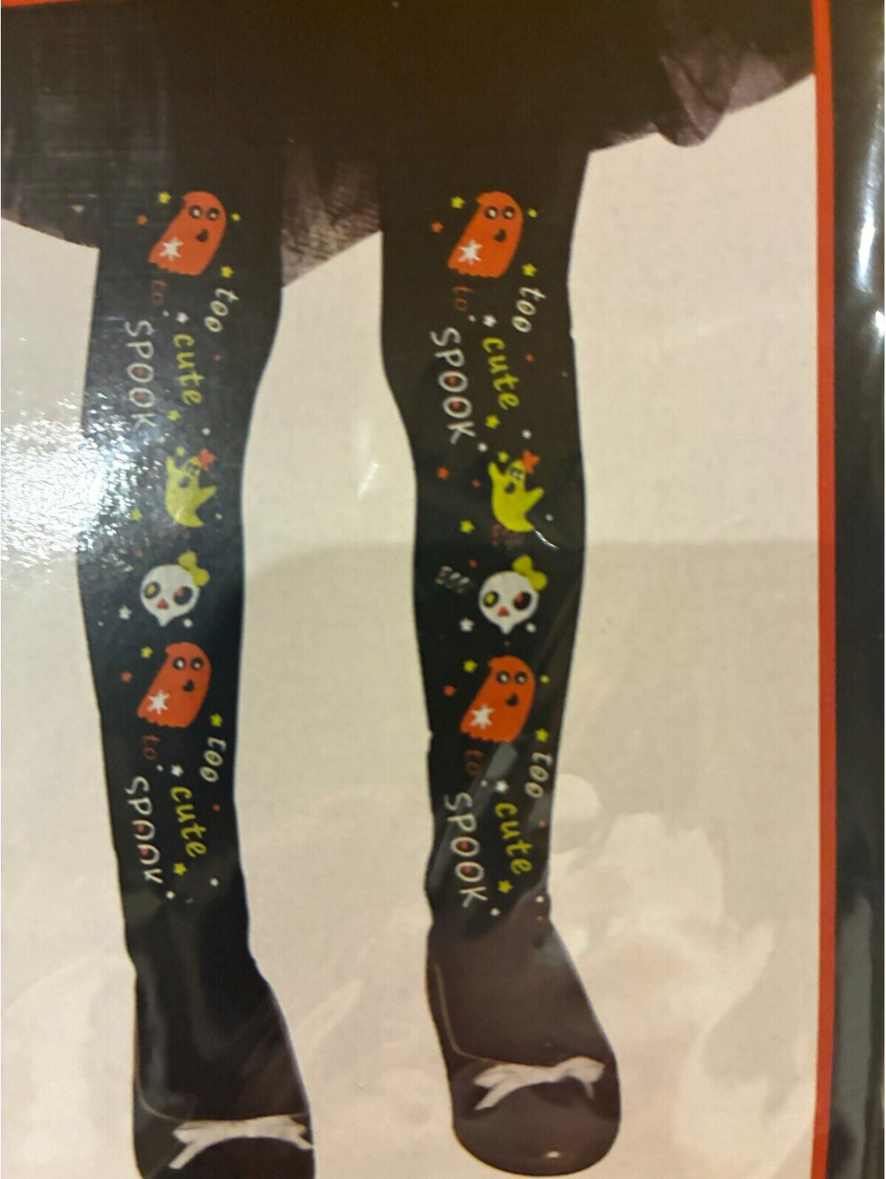Boo Crew Girls Halloween Printed Tights Black Polyester 1 Pair MPN G89445-36